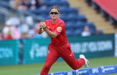 290726 - Welsh Fire Women v Trent Rockets Women, The Hundred - Niamh Holland of Welsh Fire catches Sophia Dunkley of Trent Rockets on the boundary