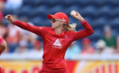 290726 - Welsh Fire Women v Trent Rockets Women, The Hundred - Sophia Smale of Welsh Fire fields the ball