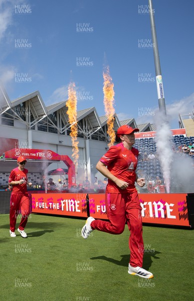 290726 - Welsh Fire Women v Trent Rockets Women, The Hundred - Welsh Fire run out at the start of the match