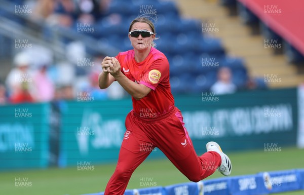 290726 - Welsh Fire Women v Trent Rockets Women, The Hundred - Niamh Holland of Welsh Fire catches Sophia Dunkley of Trent Rockets on the boundary