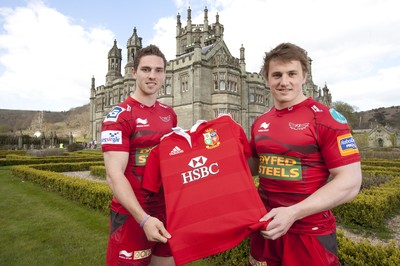 300413 - British & Irish Lions Squad Announcement -George North and Jonathan Davies of Scarlets at Margam Park, south Wales after being named in the British & Irish Lions squad 