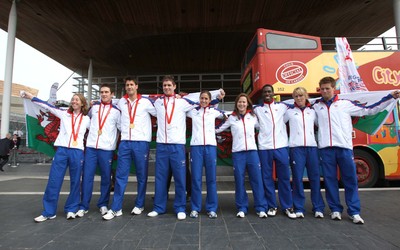 26.08.08 Welsh Olympic Athletes at celebration at the National Assembly's Sennedd building in Cardiff Bay  