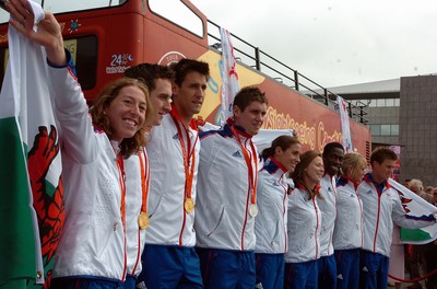 26.08.08 Wales' Olympic athletes at celebration in Cardiff Bay 