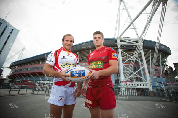 280812 - Regional Rugby Press Conference at Millennium Stadium - Will Harries of Newport Gwent Dragons and Scott Williams of The Scalets  who will face each other at the Millennium Stadium as the 4 regional sides play double header derby matches at the Stadium