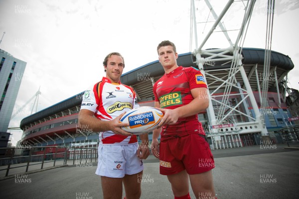 280812 - Regional Rugby Press Conference at Millennium Stadium - Will Harries of Newport Gwent Dragons and Scott Williams of The Scalets  who will face each other at the Millennium Stadium as the 4 regional sides play double header derby matches at the Stadium