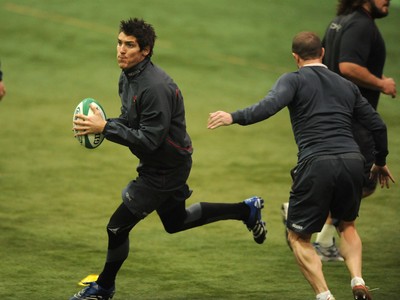 29.02.08 - Wales Rugby Training - James Hook in action during training 