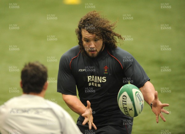 29.02.08 - Wales Rugby Training - Adam Jones in action during training 