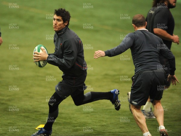 29.02.08 - Wales Rugby Training - James Hook in action during training 