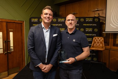 150926 - Welsh Rugby Writers’ Association Annual Awards, in association with Premier Sports - Lloyd Lewis award for Wales men's Player of the Year – Rhys Carre, presented by Alex Bywater, received by Steve Tandy