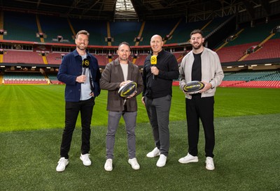 180925 - Welsh Rugby Writers Awards - Premier Sports Presenters Ross Harries, Shane Williams, Tom Shanklin and Alex Cuthbert 