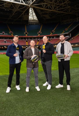 180925 - Welsh Rugby Writers Awards - Premier Sports Presenters Ross Harries, Shane Williams, Tom Shanklin and Alex Cuthbert 