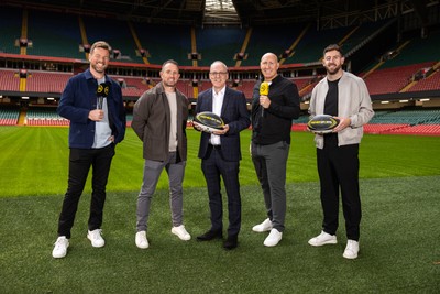 180925 - Welsh Rugby Writers Awards - Premier Sports Presenters Ross Harries, Shane Williams, Richard Sweeney CEO Premier Sports, Tom Shanklin and Alex Cuthbert 