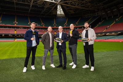 180925 - Welsh Rugby Writers Awards - Premier Sports Presenters Ross Harries, Shane Williams, Richard Sweeney CEO Premier Sports, Tom Shanklin and Alex Cuthbert 
