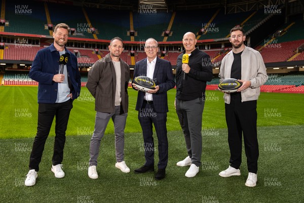 180925 - Welsh Rugby Writers Awards - Premier Sports Presenters Ross Harries, Shane Williams, Richard Sweeney CEO Premier Sports, Tom Shanklin and Alex Cuthbert 