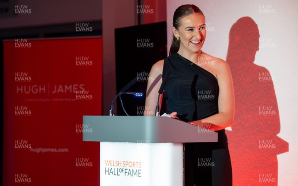 140923 - Welsh Sports Hall of Fame Dinner, Cardiff City Stadium - Molly Stephens co-hosts the event