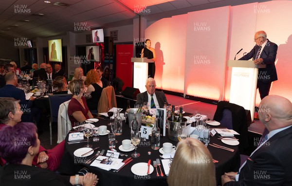 140923 - Welsh Sports Hall of Fame Dinner, Cardiff City Stadium - Molly Stephens and Rob Cole co-host the event