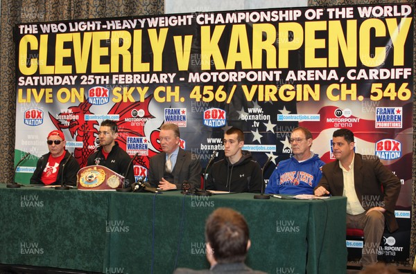 230212 - WBO light heavyweight world champion Nathan Cleverly and challenger Tommy Karpency at the press conference at the Vale Hotel