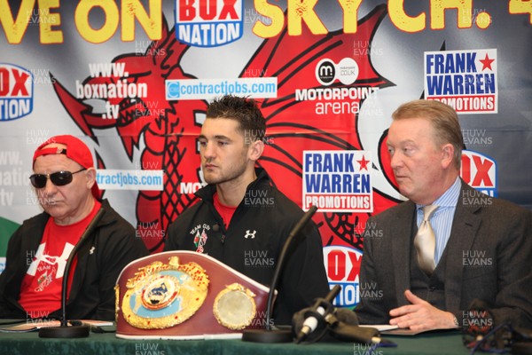 230212 - WBO light heavyweight world champion Nathan Cleverly and challenger Tommy Karpency at the press conference at the Vale Hotel