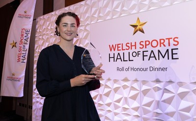 231025 - Welsh Sports Hall of Fame Awards Dinner, Parkgate Hotel, Cardiff - Hall of Fame inductee Laura Deas who also represented inductee Gomer Lloyd
