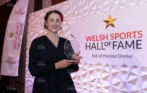 231025 - Welsh Sports Hall of Fame Awards Dinner, Parkgate Hotel, Cardiff - Hall of Fame inductee Laura Deas who also represented inductee Gomer Lloyd