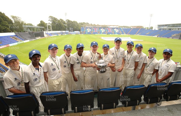 110817 - Welsh Clubs U15 Cup Final -Northop Hall U15s celebrate after winning the trophy  