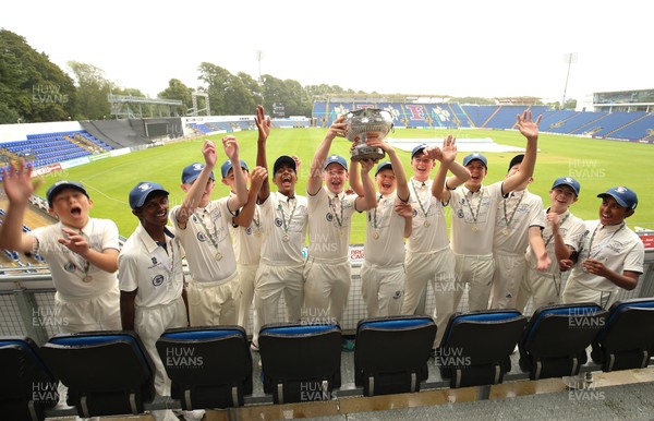 110817 - Welsh Clubs U15 Cup Final -Northop Hall U15s celebrate after winning the trophy  