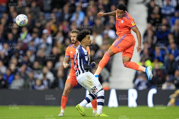 051019 - West Bromwich Albion v Cardiff City, Sky Bet Championship - Nathaniel Mendez-Laing of Cardiff City (right) heads the ball 