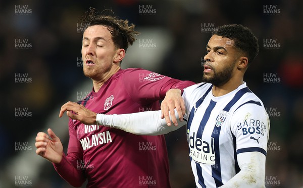 130224 - West Bromwich Albion v Cardiff City - Sky Bet Championship - Ryan Wintle of Cardiff and Darnell Furlong of West Bromwich Albion