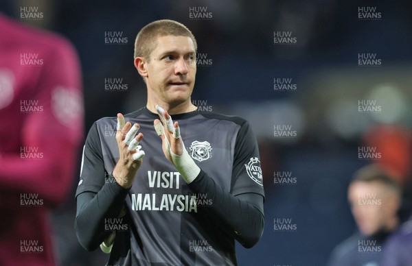 130224 - West Bromwich Albion v Cardiff City - Sky Bet Championship - Ethan Horvath of Cardiff applauds the travelling fans at the end of the match