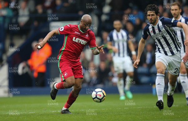 070418 - West Bromwich Albion v Swansea City, Premier League - Andre Ayew of Swansea City charges through to fire  a shot at goal