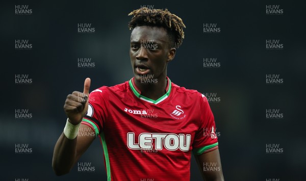 070418 - West Bromwich Albion v Swansea City, Premier League - Tammy Abraham of Swansea City acknowledges the travelling fans at the end of the match
