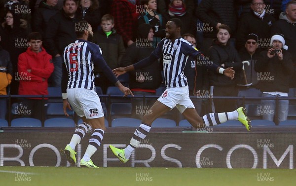 081219 - West Bromwich Albion v Swansea City - SkyBet Championship - Semi Ajayi of West Bromwich Albion celebrates scoring a goal with Kyle Bartley