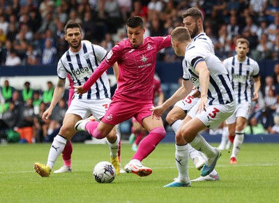 120823 - West Bromwich Albion v Swansea City - Sky Bet Championship - Joel Piroe of Swansea tries a shot on goal but saved