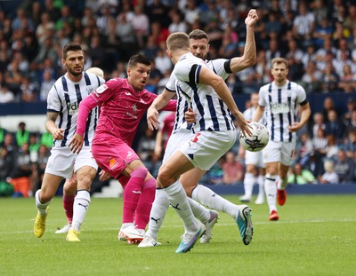 120823 - West Bromwich Albion v Swansea City - Sky Bet Championship - Joel Piroe of Swansea tries a shot on goal but saved