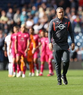 120823 - West Bromwich Albion v Swansea City - Sky Bet Championship - Head Coach Michael Duff  of Swansea leads the team to applaud the travelling fans