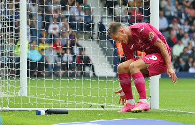 120823 - West Bromwich Albion v Swansea City - Sky Bet Championship - Jerry Yates of Swansea sees his shot saved