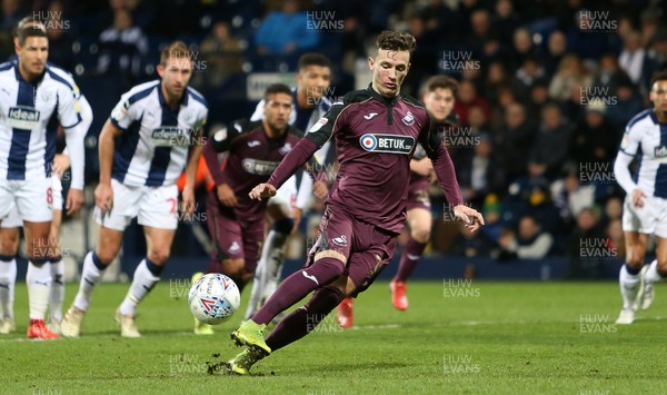 130319 - West Bromwich Albion v Swansea City - SkyBet Championship - Bersant Celina of Swansea City scuffs the ball to miss a penalty