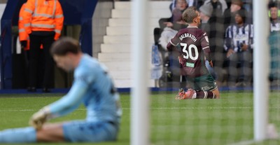 291125 - West Bromwich Albion v Swansea City - Sky Bet Championship - Ethan Galbraith of Swansea celebrates 2nd team goal whilst Goalkeeper Josh Griffiths of Goalkeeper Josh Griffiths of WBA lies grounded