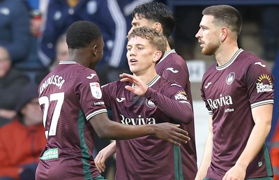 291125 - West Bromwich Albion v Swansea City - Sky Bet Championship - Ethan Galbraith [rt] of Swansea celebrates 2nd team goal with Goncalo Franco of Swansea
