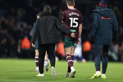 291125 - West Bromwich Albion v Swansea City - Sky Bet Championship - Swansea manager Vitor Matos consoles Cameron Burgess of Swansea at the end of the match