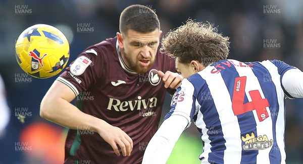 291125 - West Bromwich Albion v Swansea City - Sky Bet Championship - Zan Vipotnik of Swansea and Callum Styles of WBA