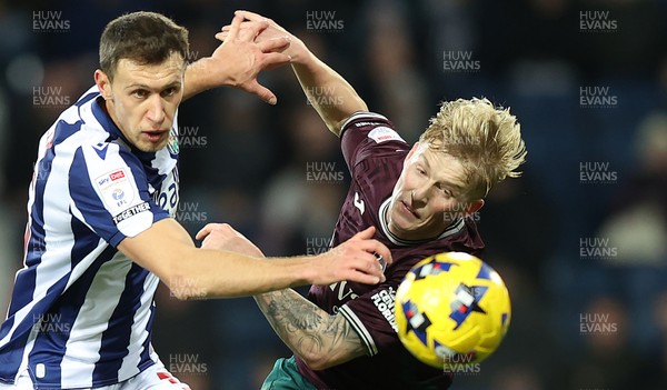 291125 - West Bromwich Albion v Swansea City - Sky Bet Championship - Melker Widell of Swansea and Krstian Bielik of WBA