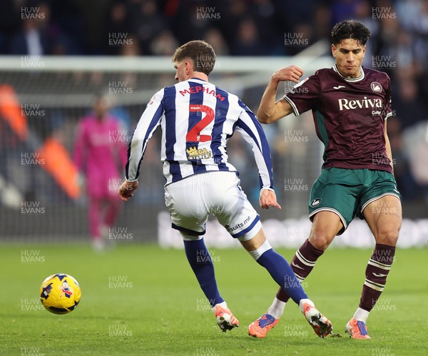 291125 - West Bromwich Albion v Swansea City - Sky Bet Championship - Marko Stamenic of Swansea and Chris Mepham of WBA