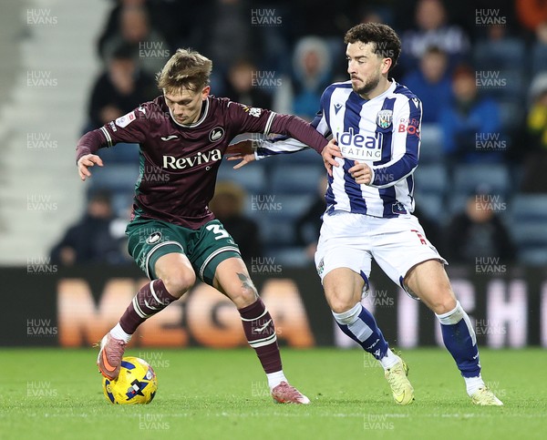 291125 - West Bromwich Albion v Swansea City - Sky Bet Championship - Ethan Galbraith of Swansea and Mikey Johnston of WBA