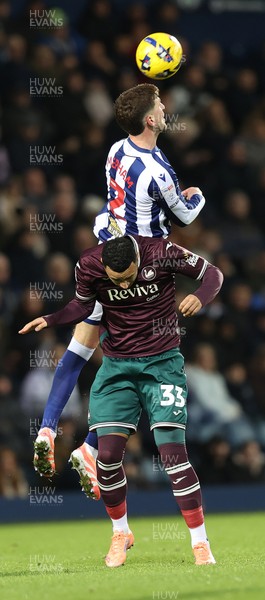 291125 - West Bromwich Albion v Swansea City - Sky Bet Championship - Adam Idah of Swansea and Chris Mepham of WBA