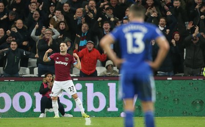 041218 - West Ham United v Cardiff City - Premier League - Lucas Perez of West Ham celebrates scoring his second goal