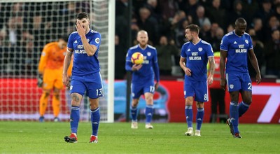 041218 - West Ham United v Cardiff City - Premier League - Dejected Callum Paterson of Cardiff City