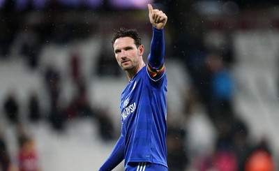 041218 - West Ham United v Cardiff City - Premier League - Sean Morrison of Cardiff City gives a thumbs up to the fans at full time