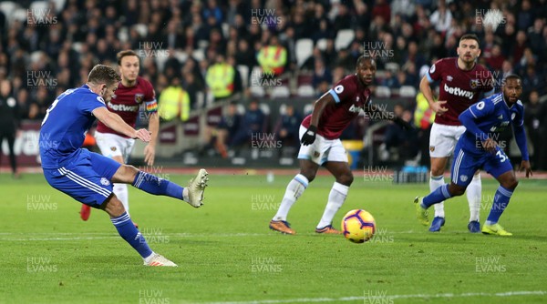041218 - West Ham United v Cardiff City - Premier League - Joe Ralls of Cardiff City takes a penalty