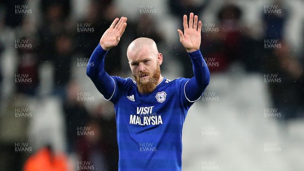 041218 - West Ham United v Cardiff City - Premier League - Aron Gunnarsson of Cardiff City thanks the fans at full time